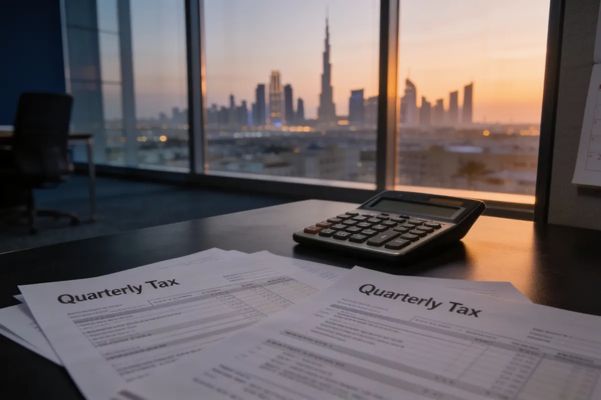 A VAT credit balance being reviewed against tax period records in a Dubai finance office